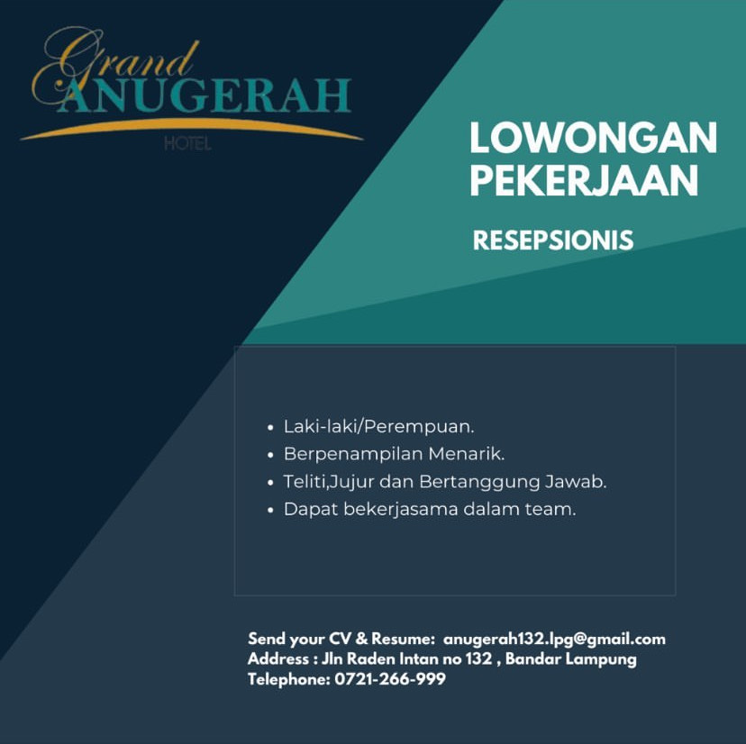 Info Loker Resepsionis di Grand Anugerah Hotel